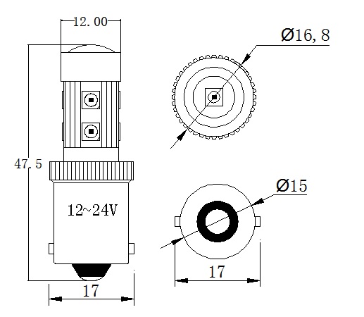 CM4715-1156 Ba15s T15 HP LED 9 CM4715-1156 Ba15s T15 HP LED 9