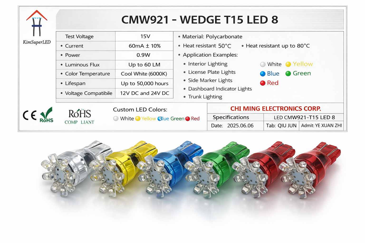 CMW921-Wedge T15 LED 8