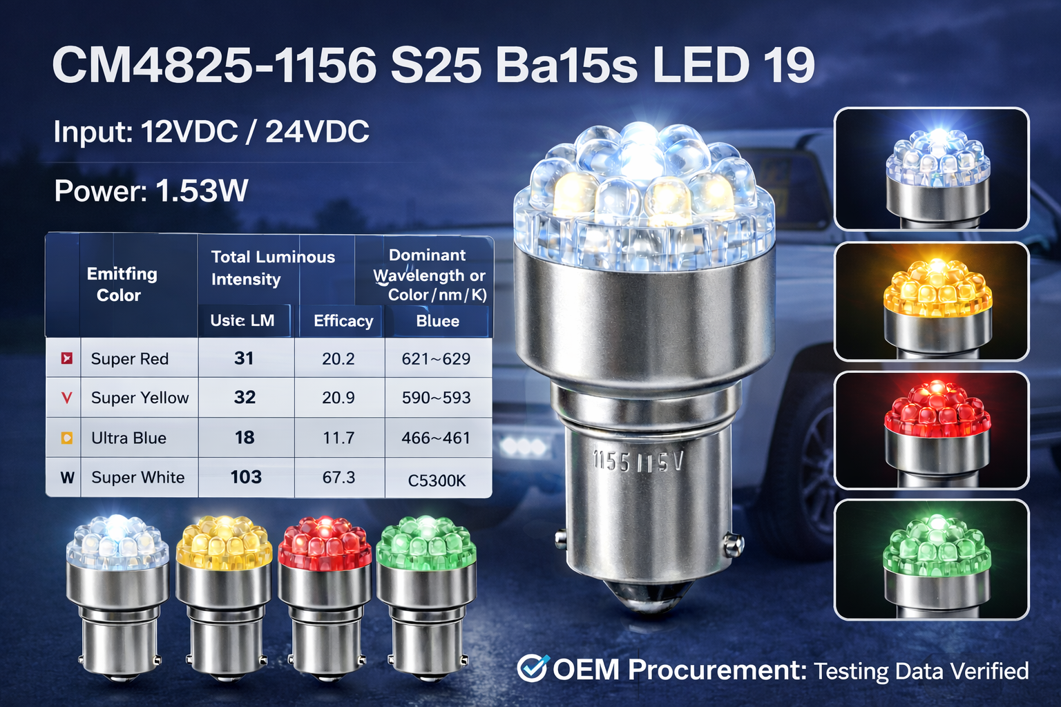 CM4825-1156 S25 Ba15s LED 19 CM4825-1156 S25 Ba15s LED 19