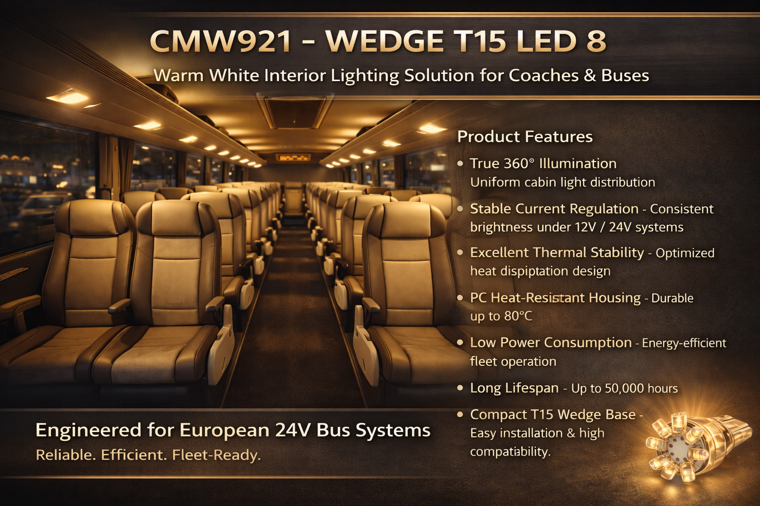 CMW921-Wedge T15 LED 8