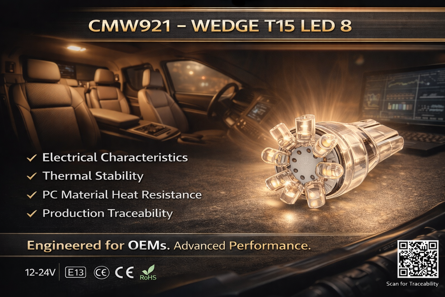 CMW921-Wedge T15 LED 8