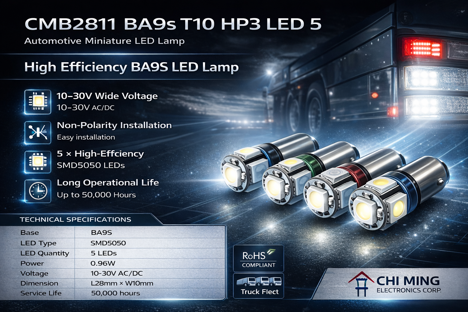 CMB2811-BA9s T10 HP3 LED 5