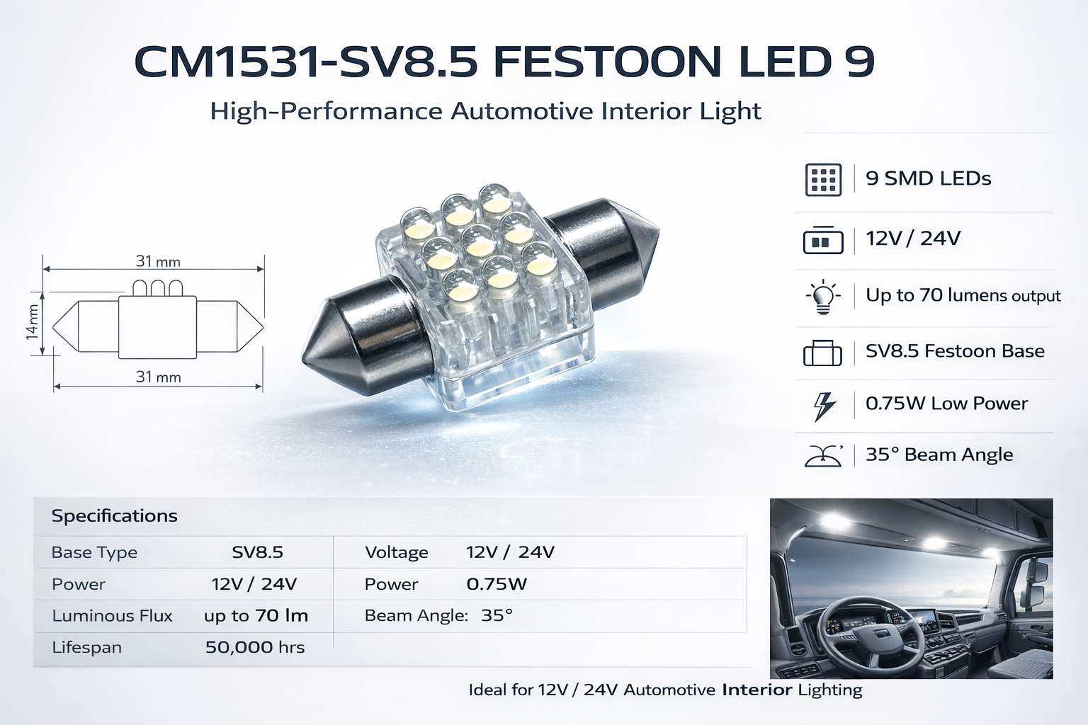 CM1531-SV8.5 FESTOON LED 9
