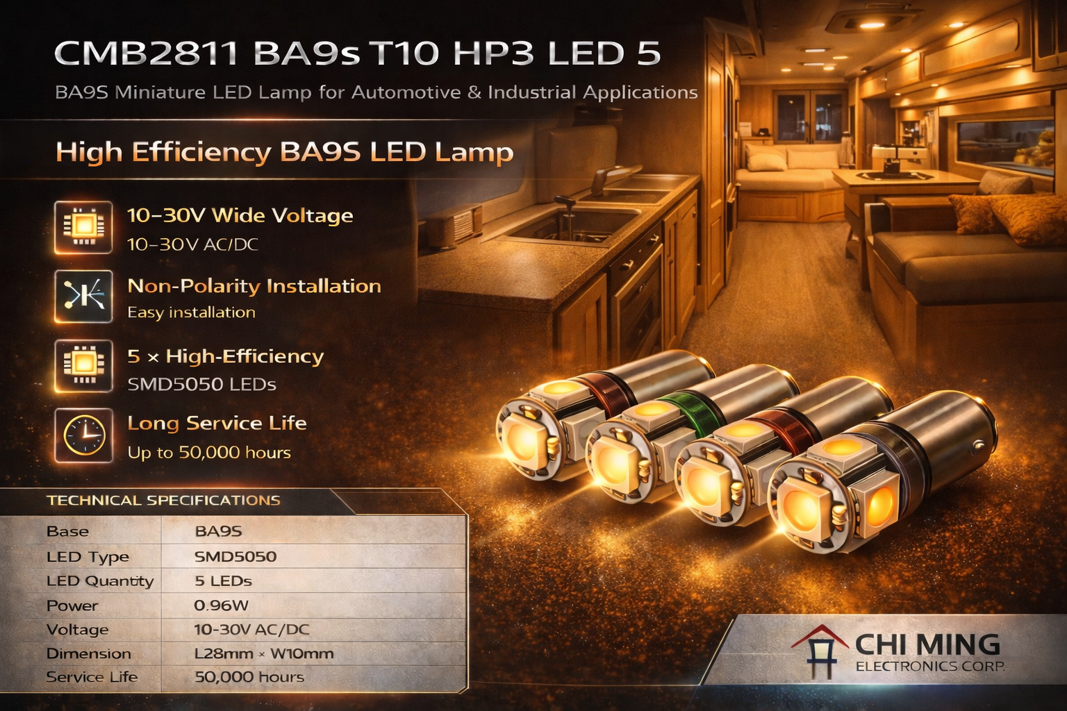 CMB2811-BA9s T10 HP3 LED 5