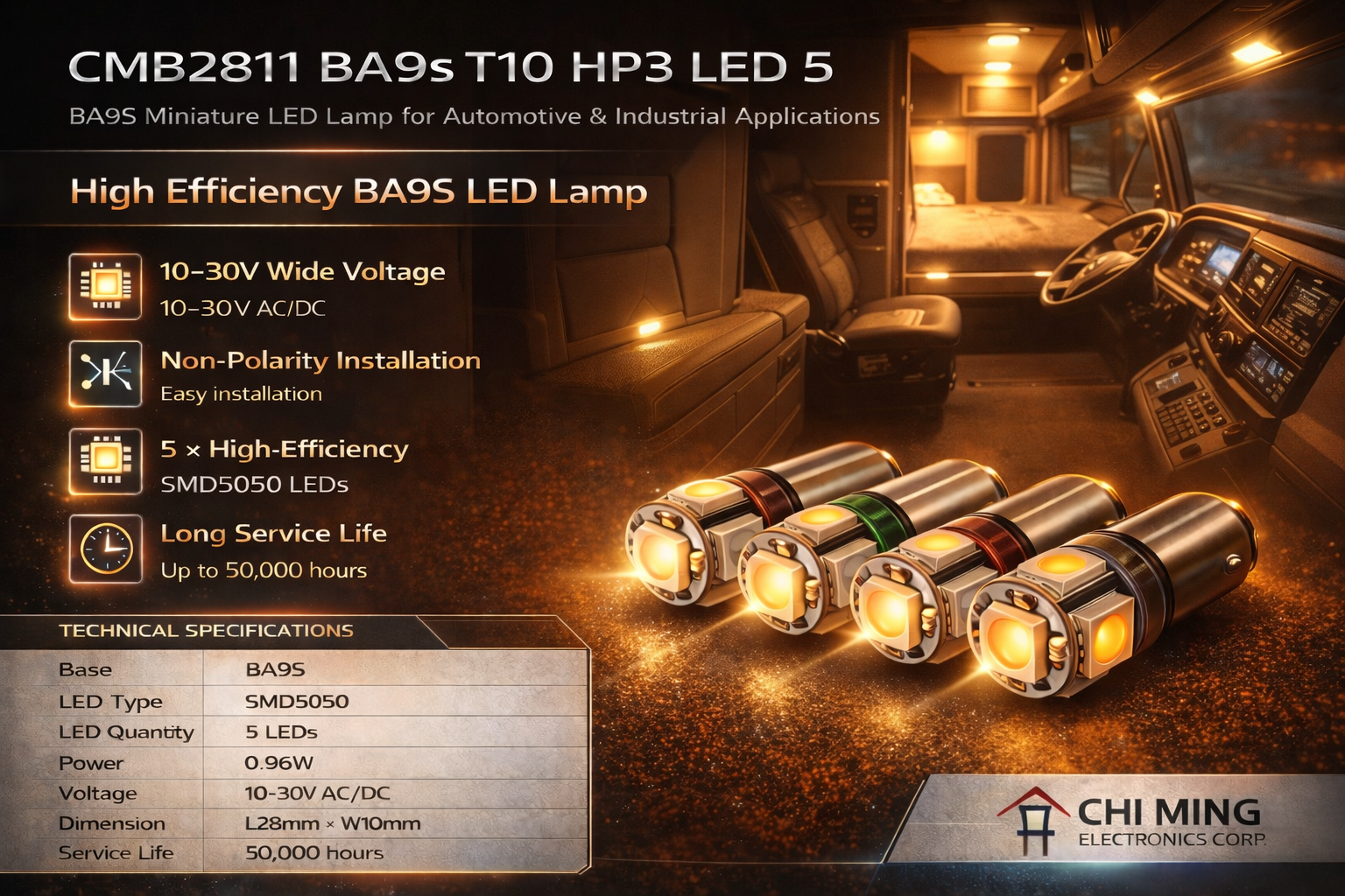 CMB2811-BA9s T10 HP3 LED 5