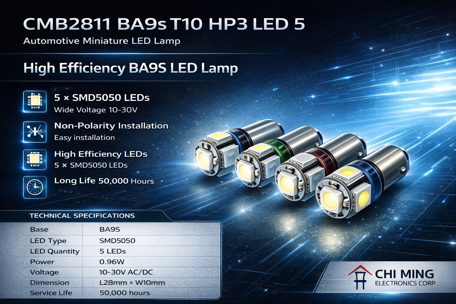 CMB2811-BA9s T10 HP3 LED 5