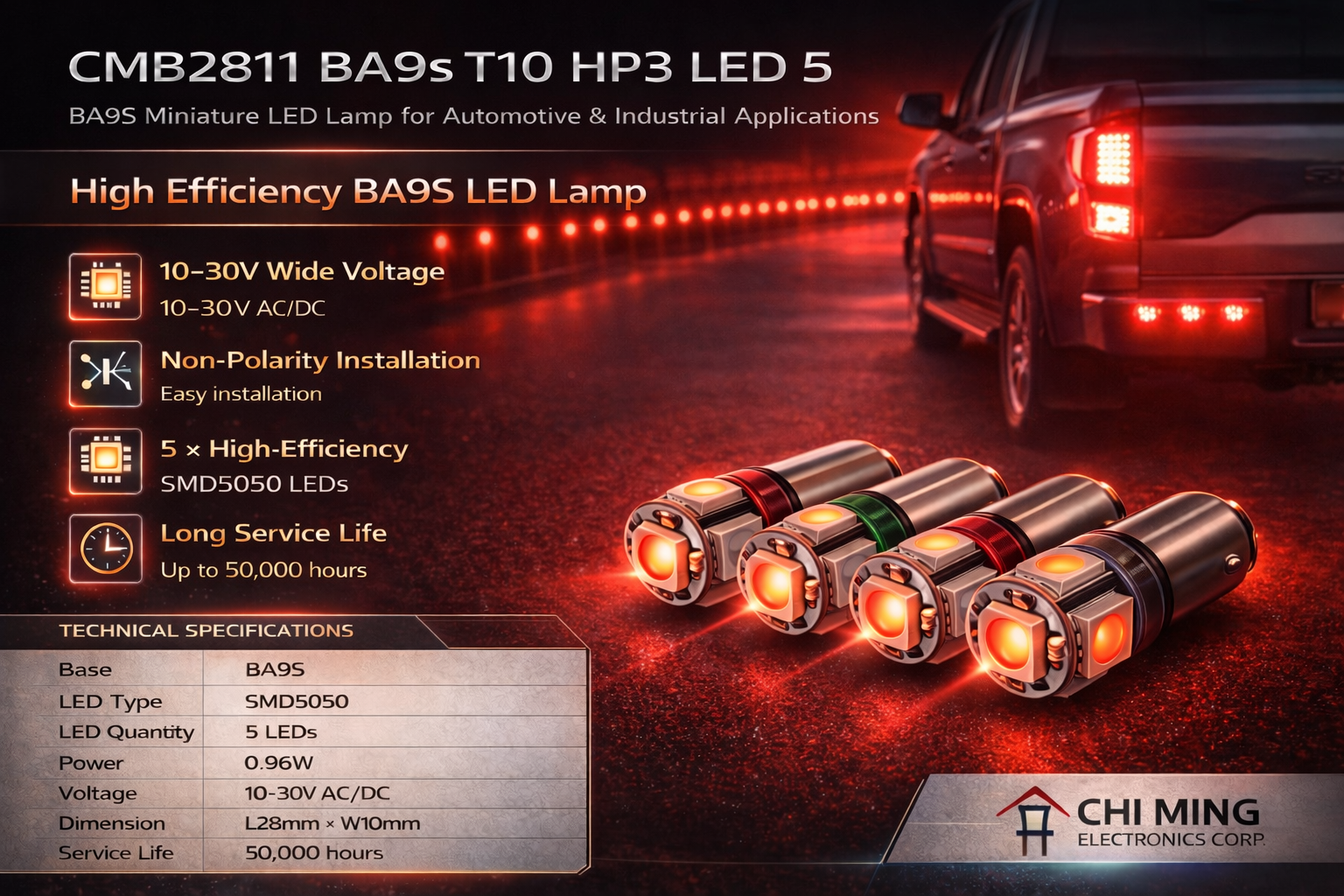 CMB2811-BA9s T10 HP3 LED 5