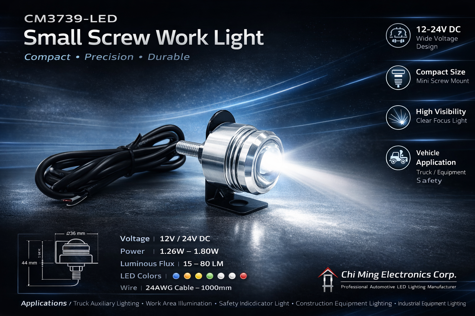 CM3739-LED Small screw Work Lights