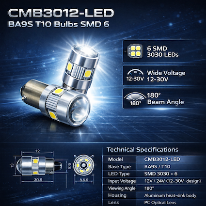 CMB3012-LED BA9S T10 bulbs SMD 6