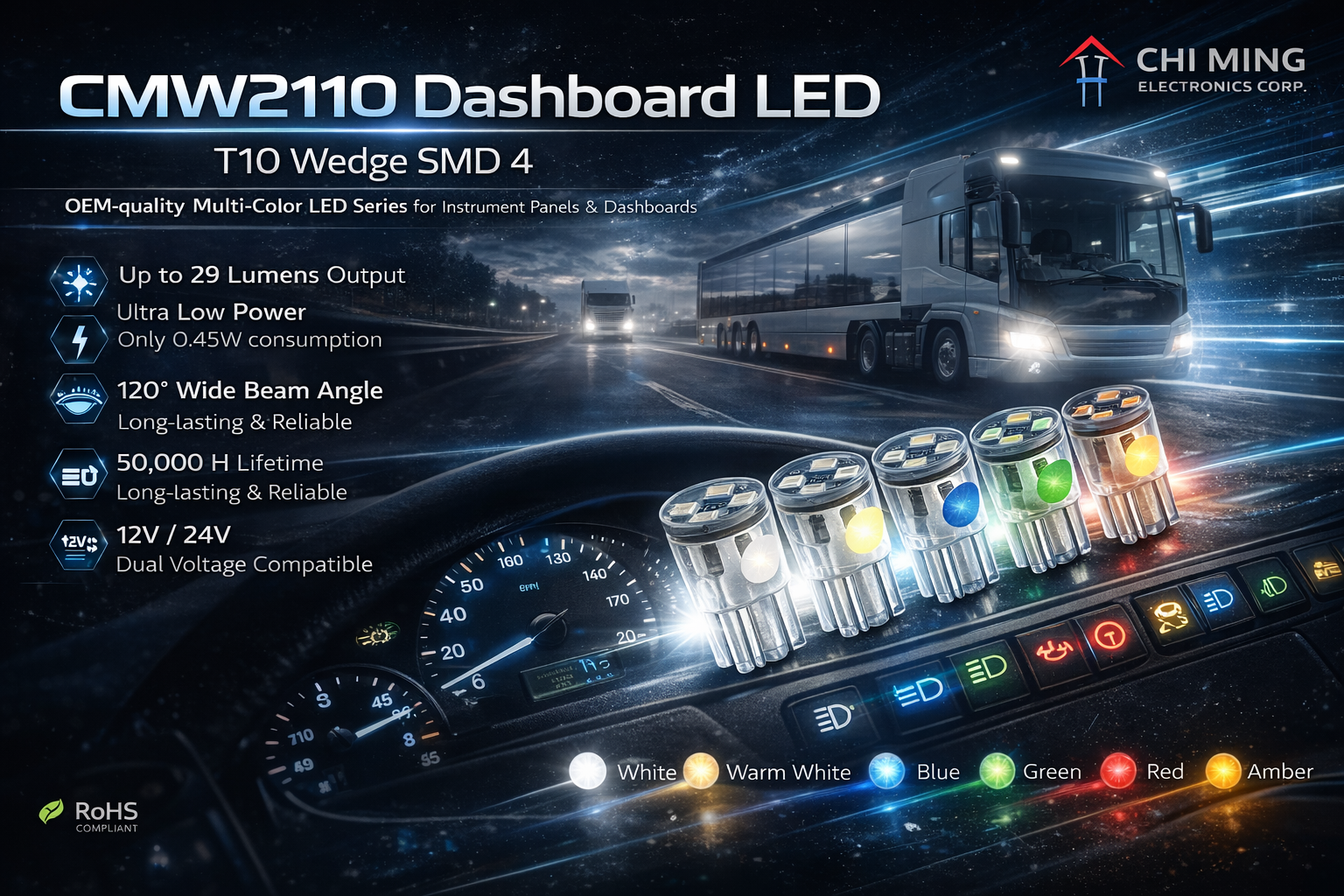 CMW2110-LED T10 Wedge SMD 4