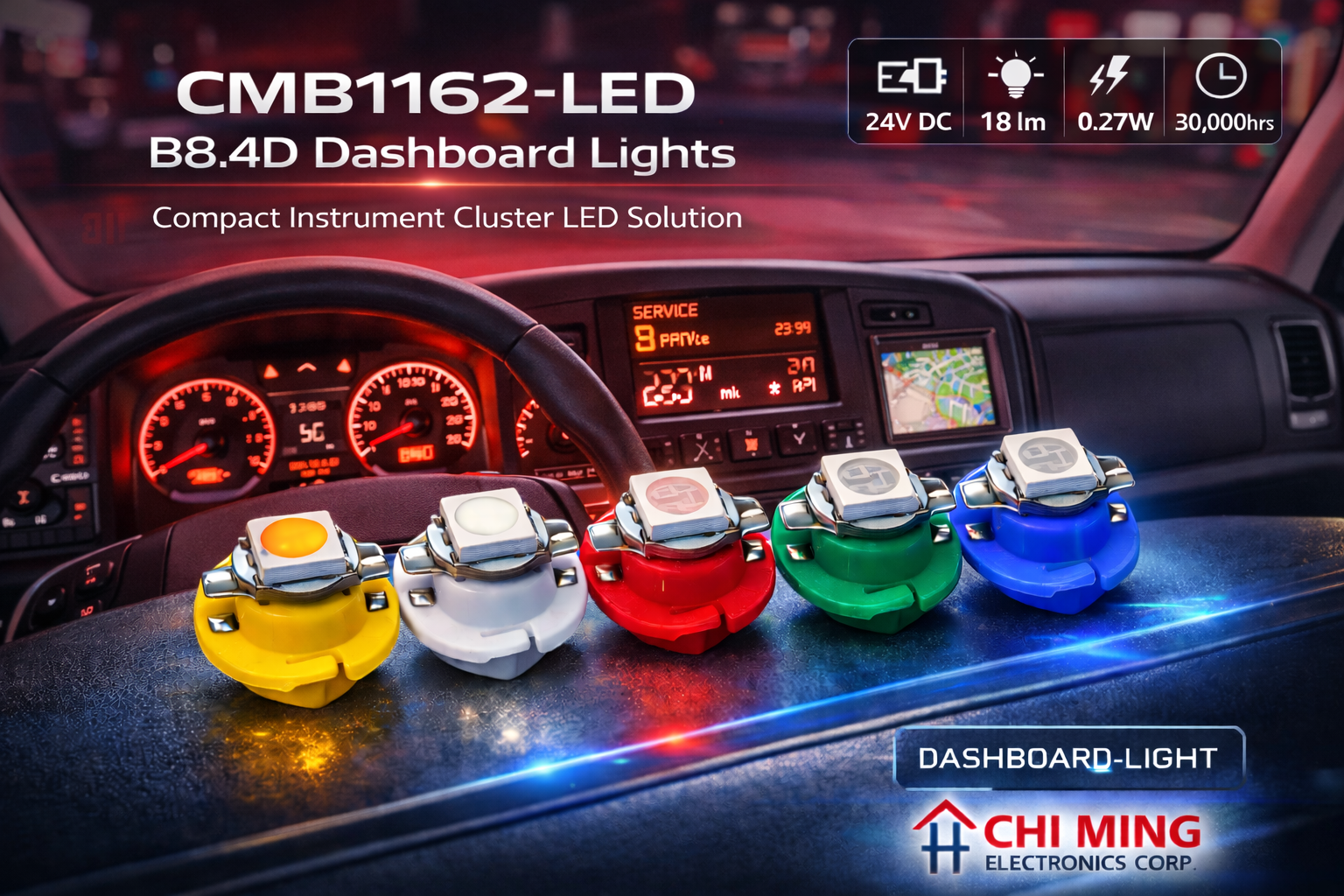 CMB1162-LED B8.4D Dashboard Lights CMB1162-LED B8.4D Dashboard Lights