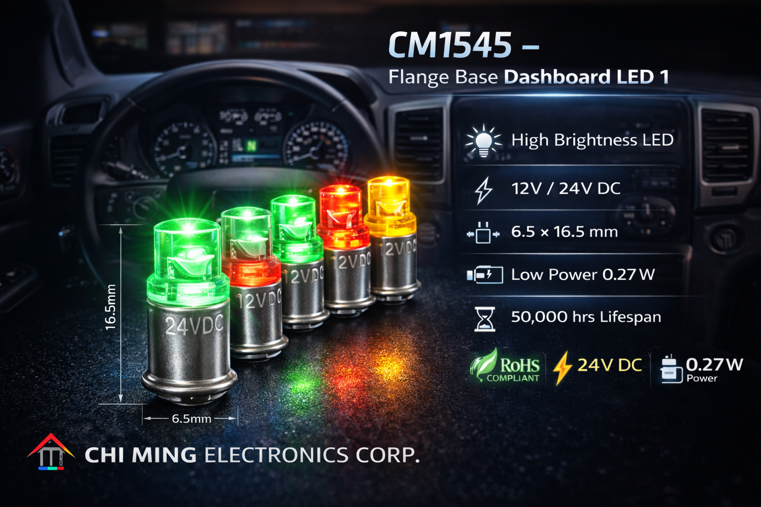 CM1545-Flange Base Dashboard LED 1