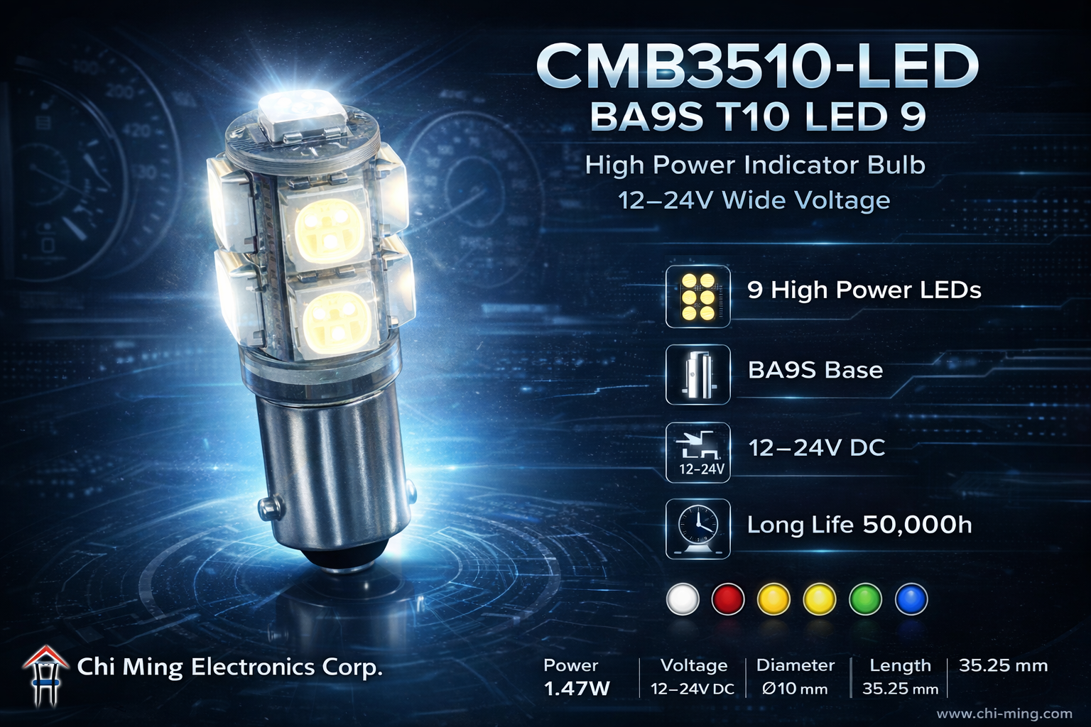 CMB3510-LED BA9S T10 LED 9 CMB3510-LED BA9S T10 LED 9