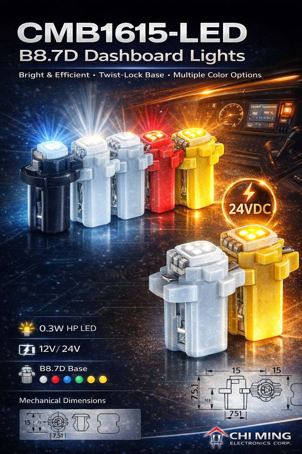 CMB1615-LED B8.7D Dashboard Lights