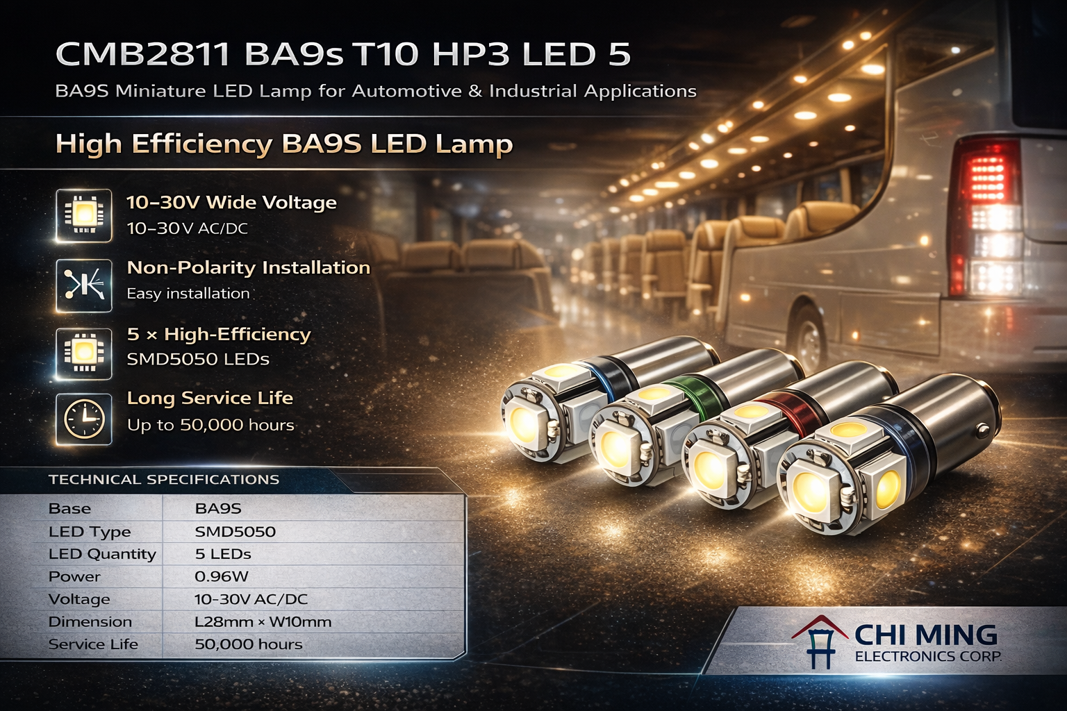 CMB2811-BA9s T10 HP3 LED 5