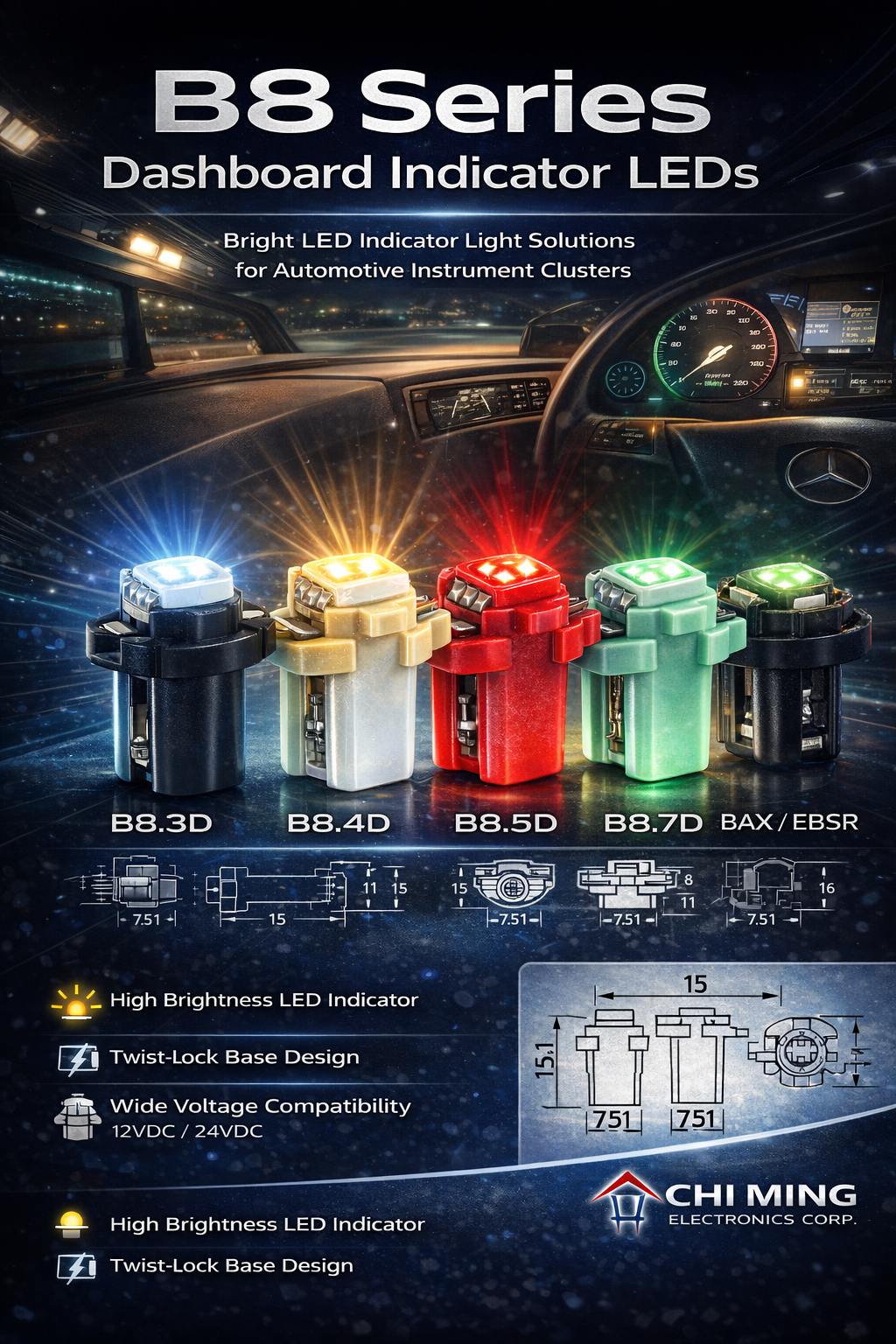 CMB1615-LED B8.7D Dashboard Lights