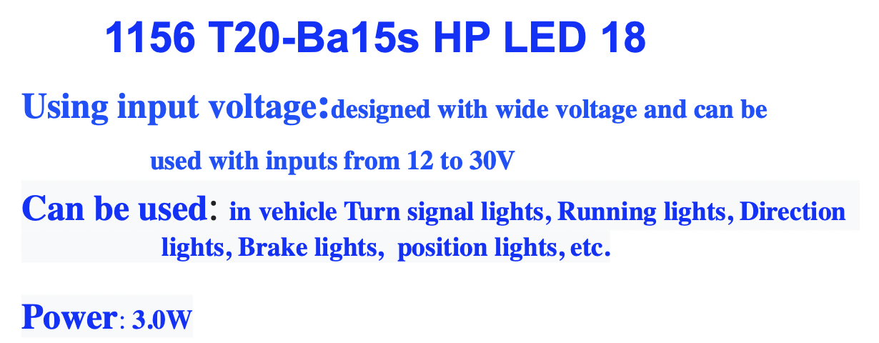 1156 T20-Ba15s HP LED 18 1156 T20-Ba15s HP LED 18