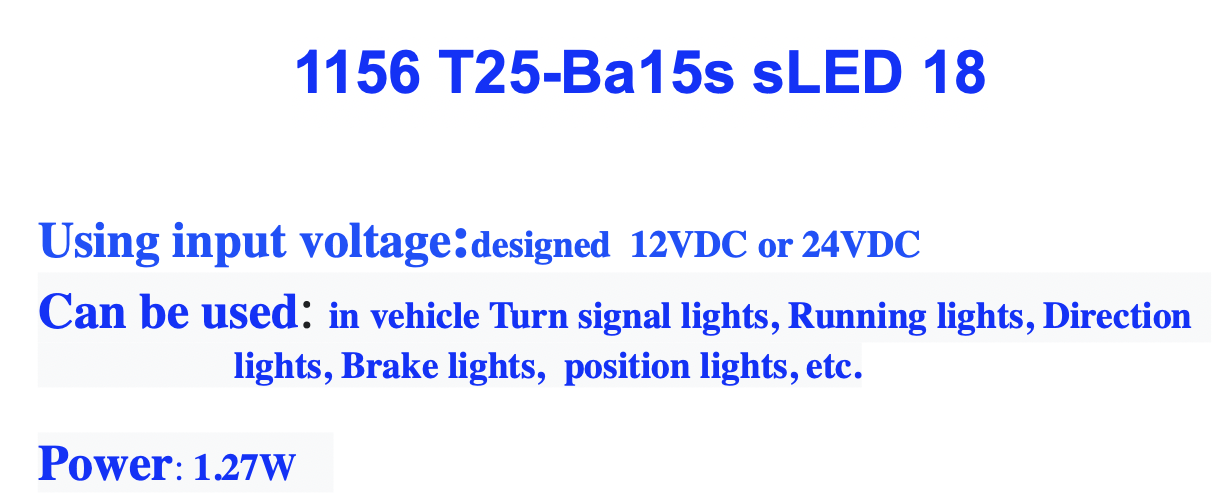 1156 T25-Ba15s sLED 18
