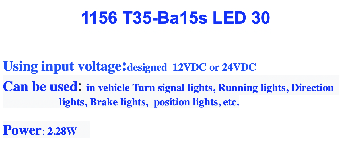 1156 T35-Ba15s LED 30