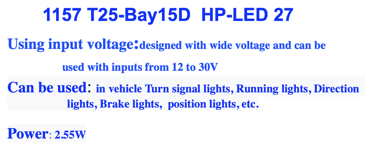 1157 T25-Bay15D  HP-LED 27