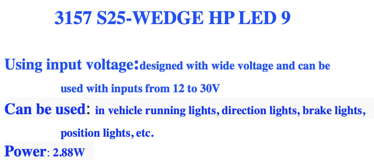 3157 S25-WEDGE HP LED 9
