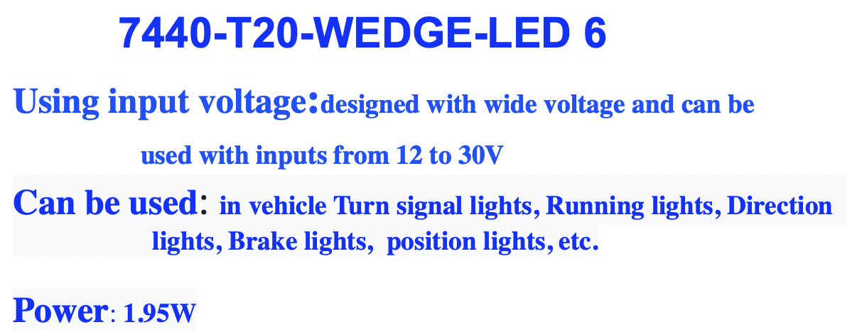 CMW5020 7440/7443 T20 HP LED 6 CMW5020 7440/7443 T20 HP LED 6