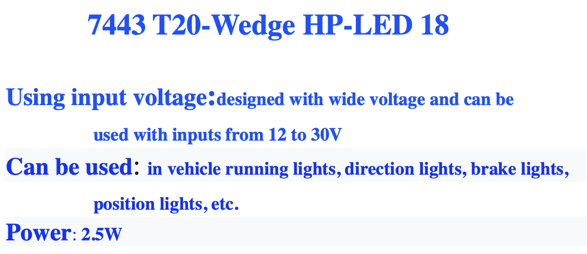 7443 T20-Wedge HP-LED 18
