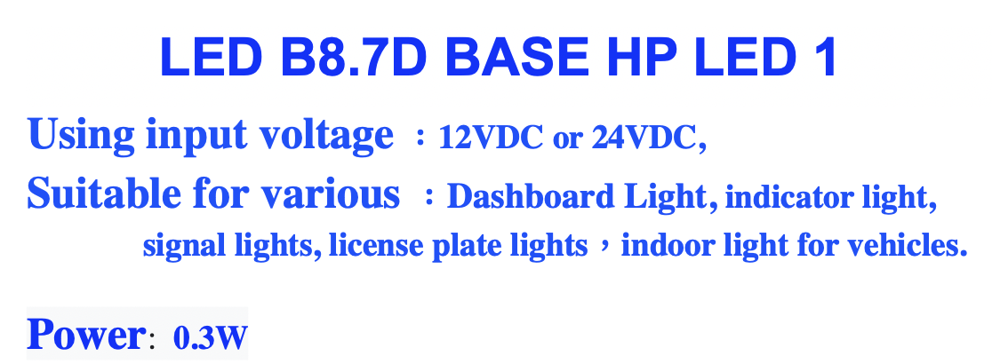 LED B8.7D BASE HP LED 1 LED B8.7D BASE HP LED 1