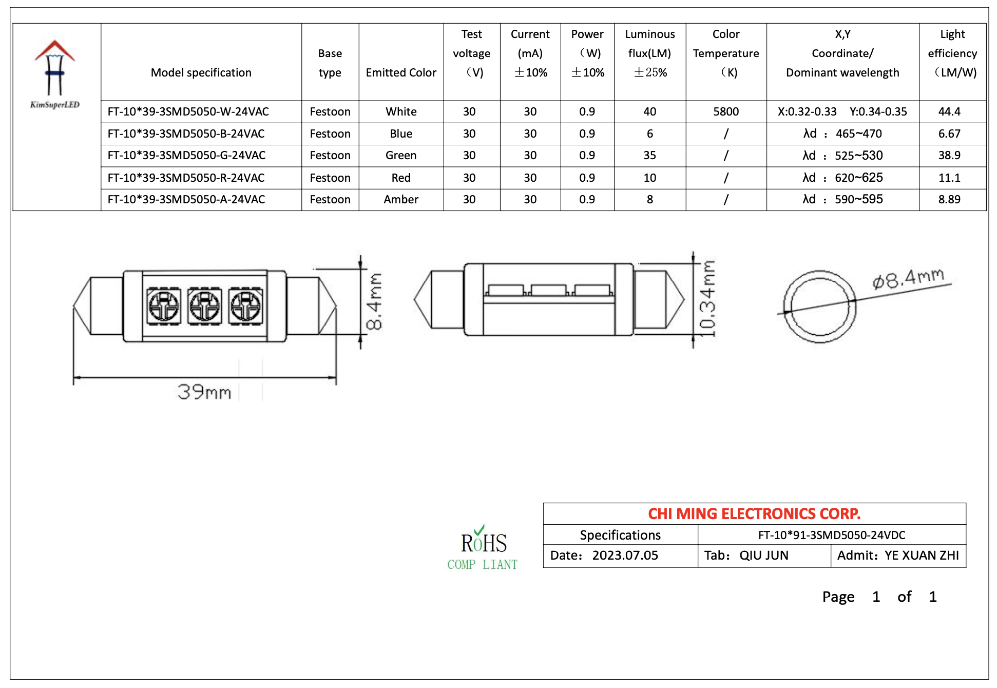 Festoon 10x39 HP SMD LED 3 Festoon 10x39 HP SMD LED 3