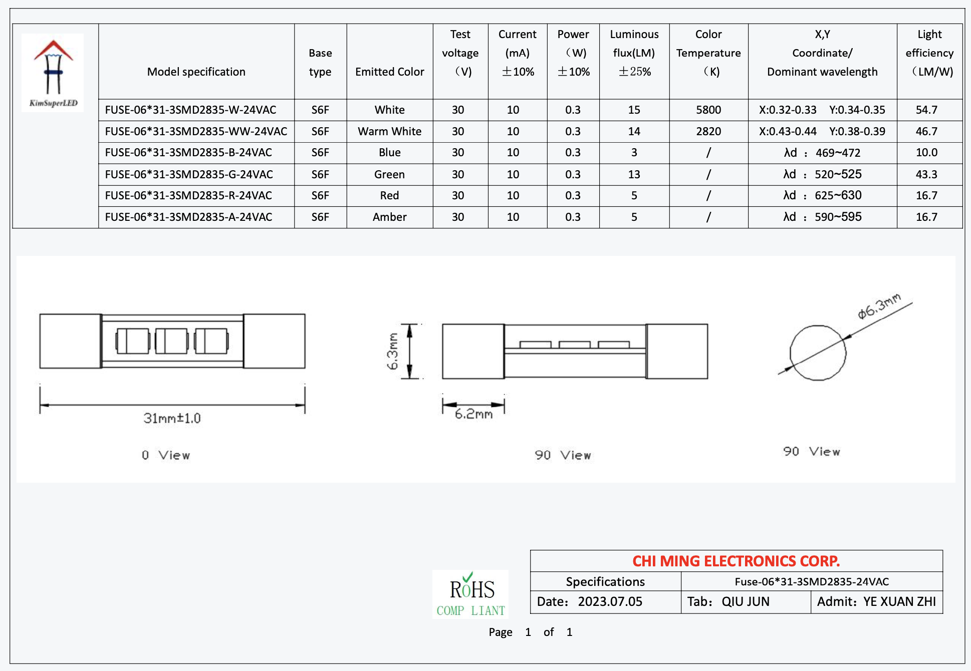 Festoon 6x30 LED 3 S6F Base Festoon 6x30 LED 3 S6F Base