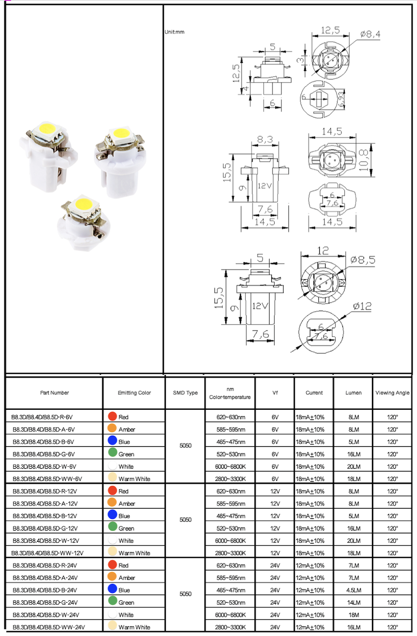 LED B8.5D B8.4D B8.3D HP LED 1