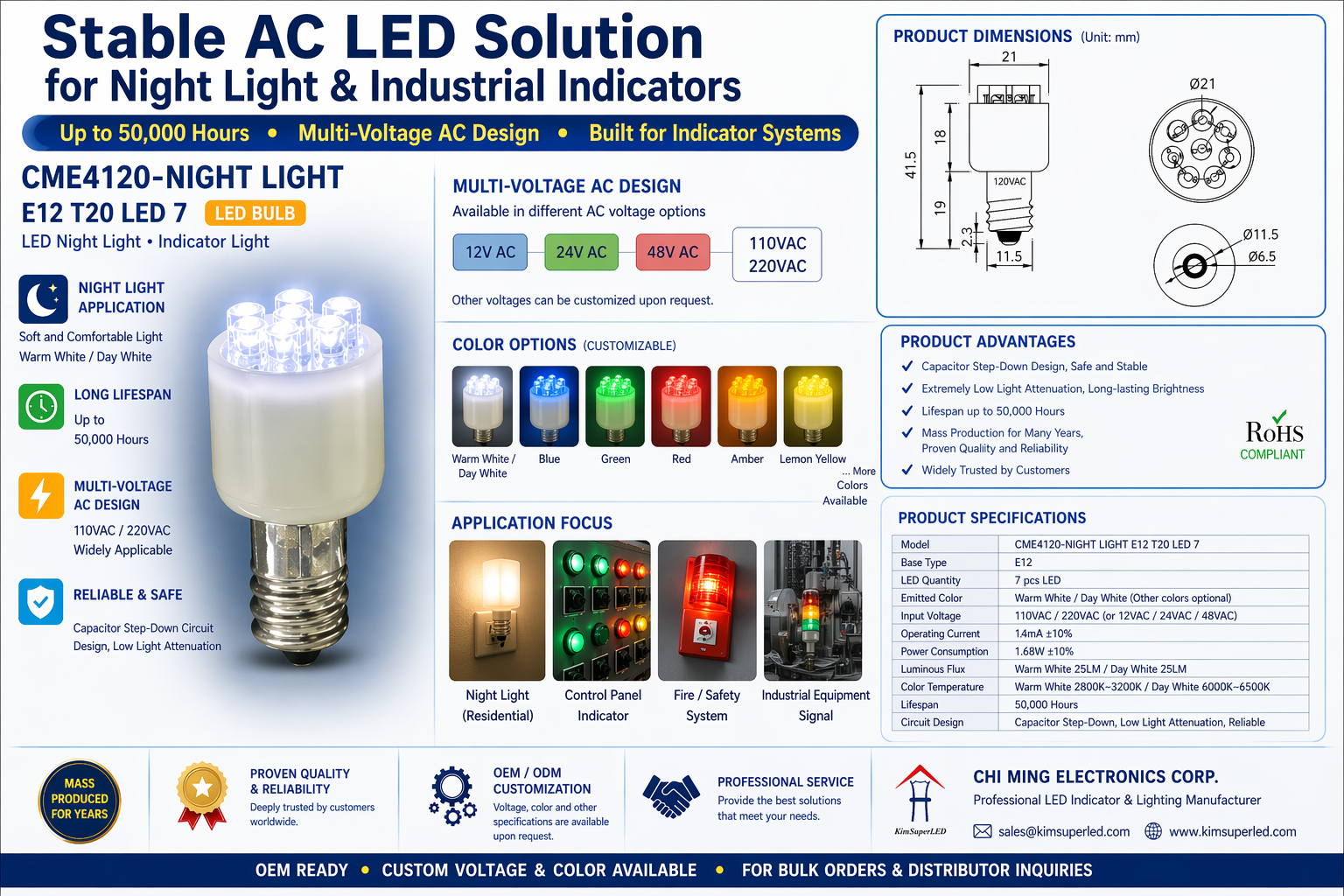 CME4120-NIGHT LIGHT E12 T20 LED 7