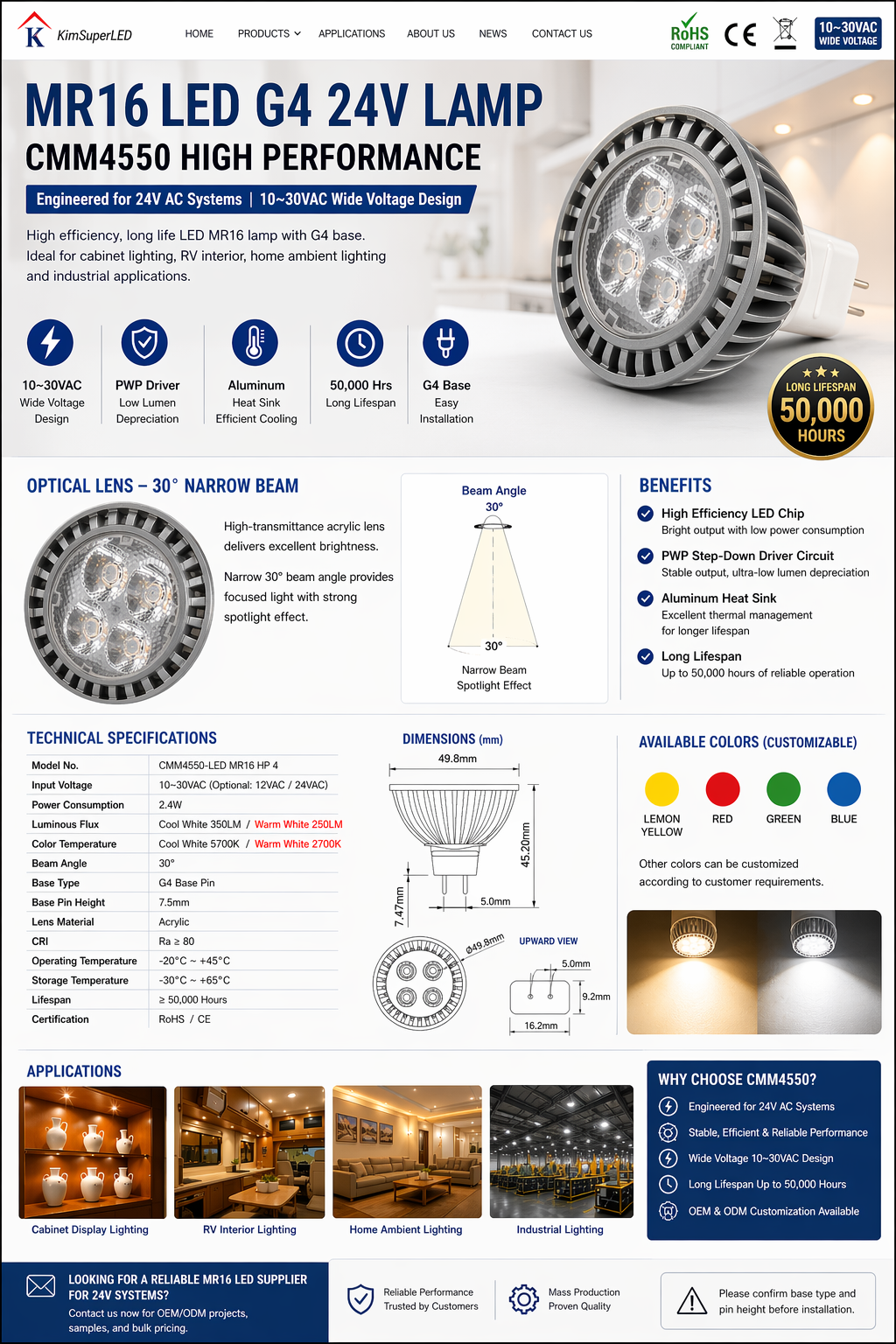 CMＭ4550-LED MR16 HP 4