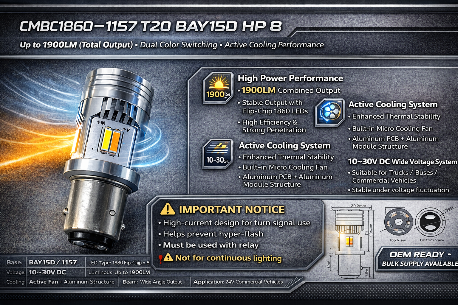 CMBC1860-1157 T20 BAY15D HP 8