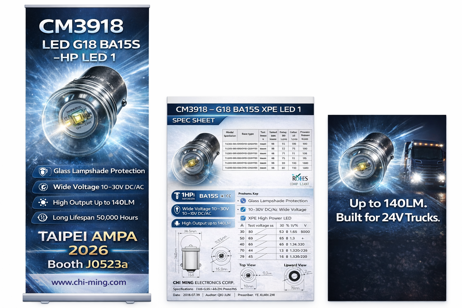 CM3918-G18 BA15S XPE LED 1