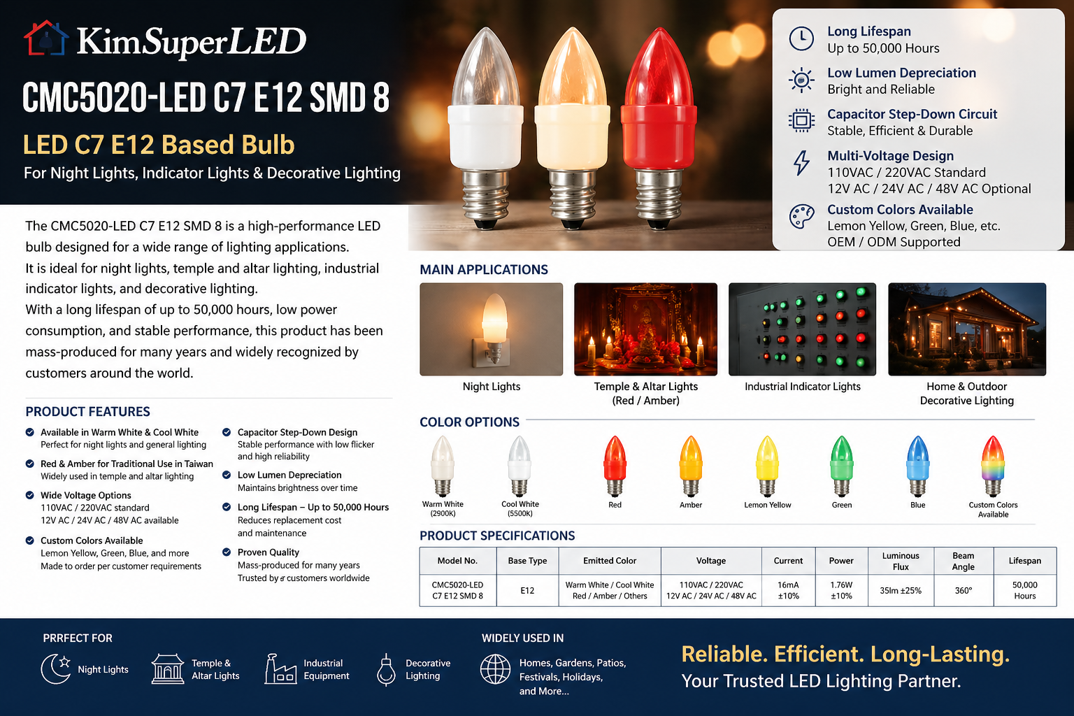 CMC5020-LED C7 E12 SMD 8