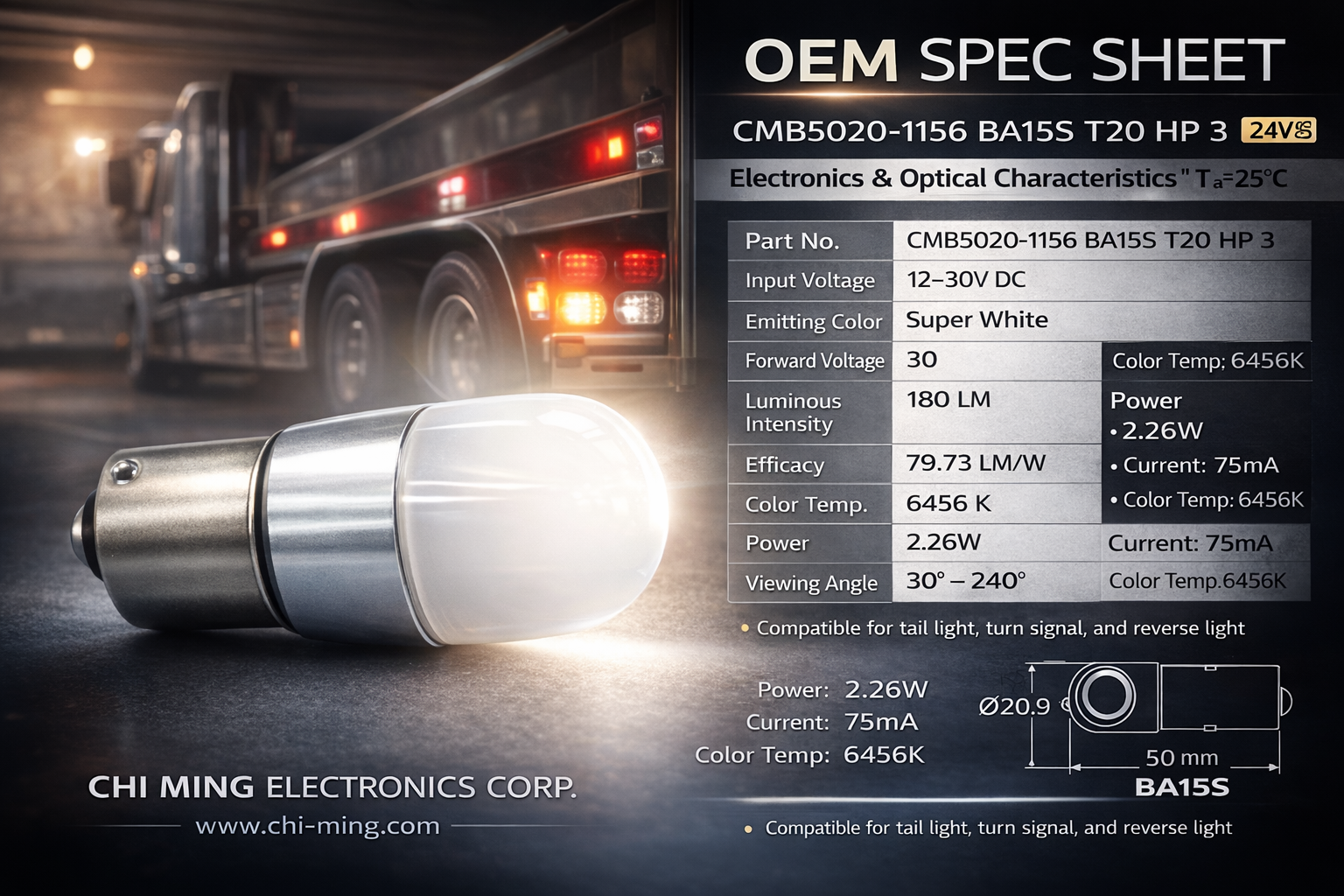 CMB5020-1156 BA15S T20 HP 3