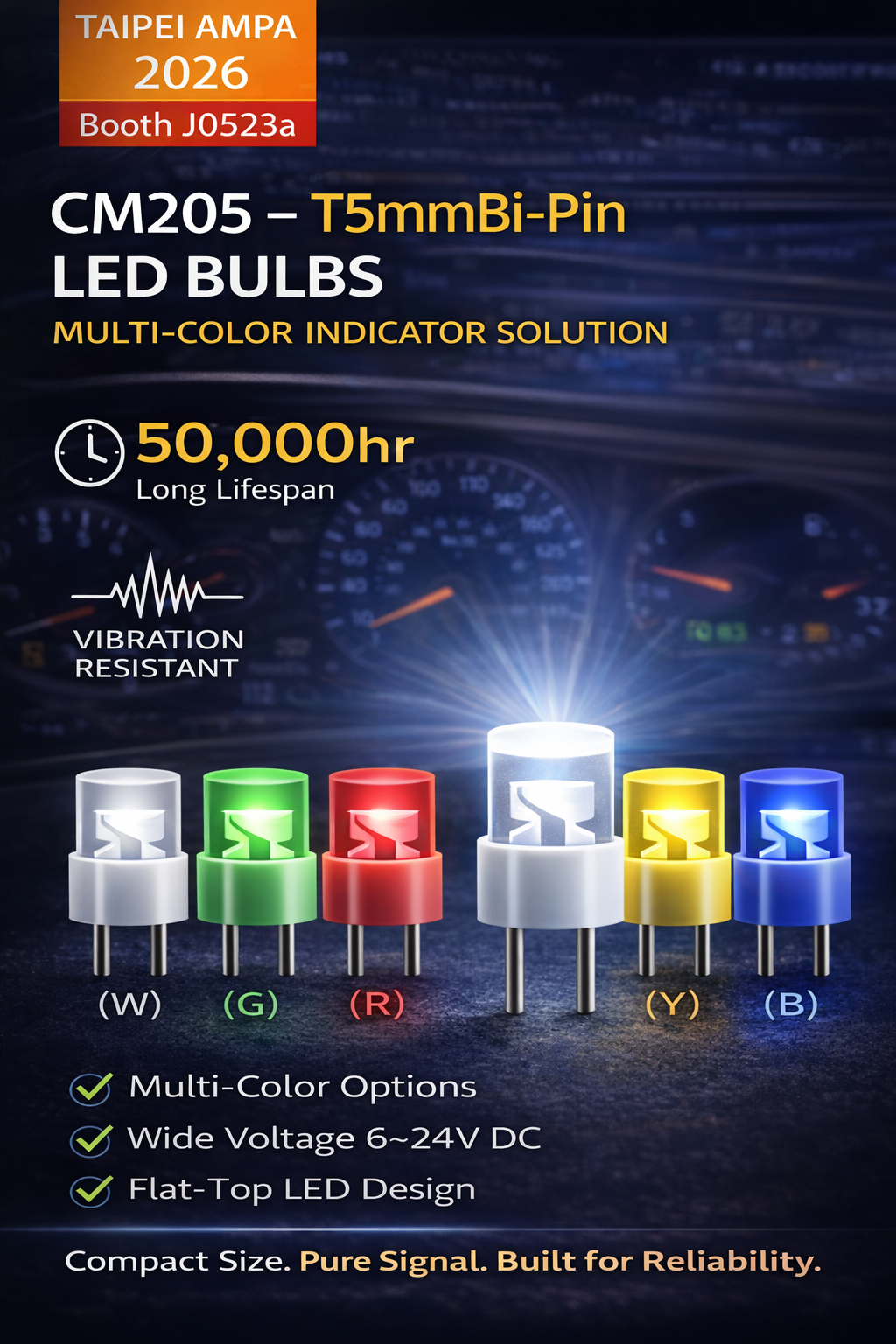 CM205-T5mm Bi-Pin LED Bulbs