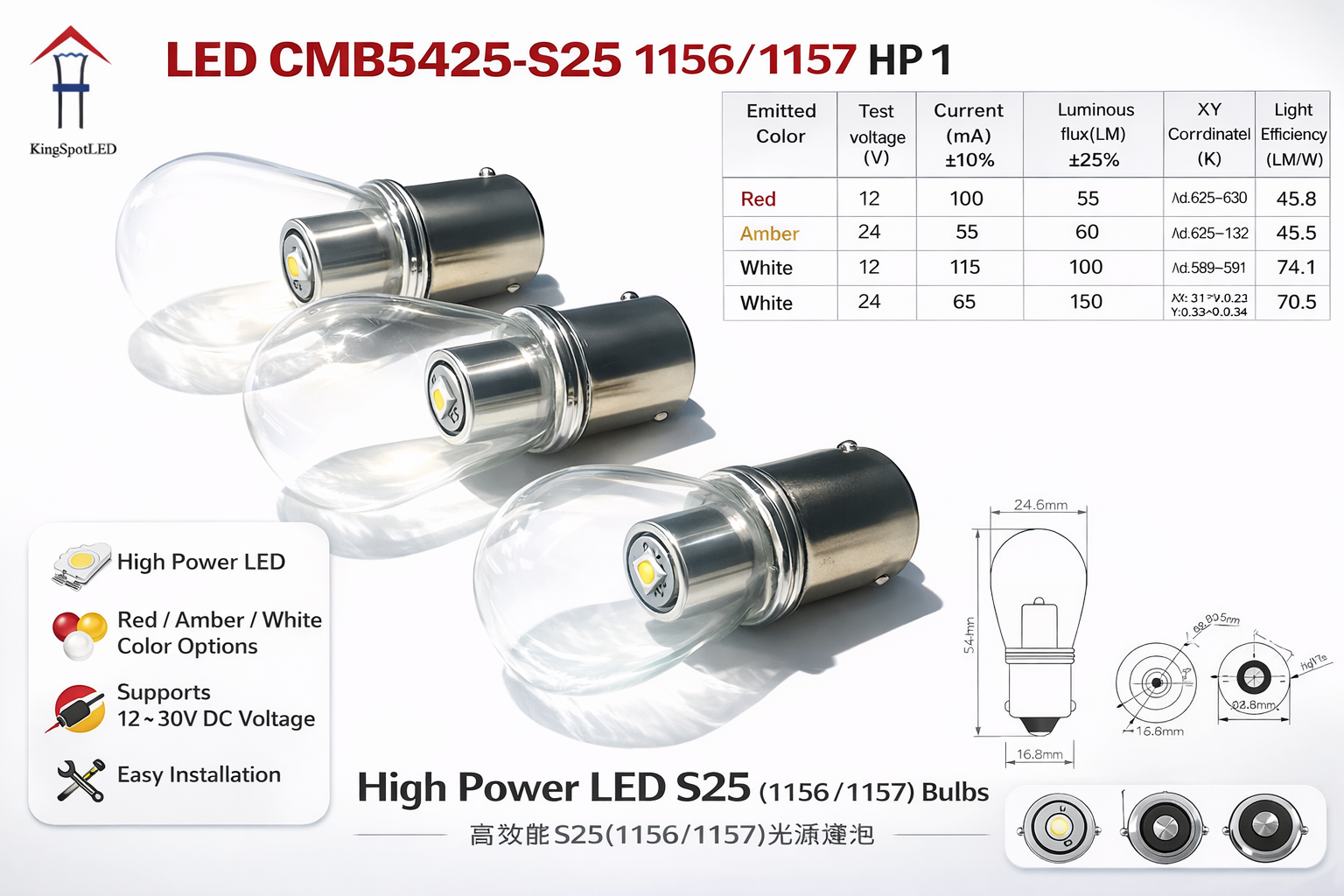 CMB5425-LED S25 1156/1157 HP 1