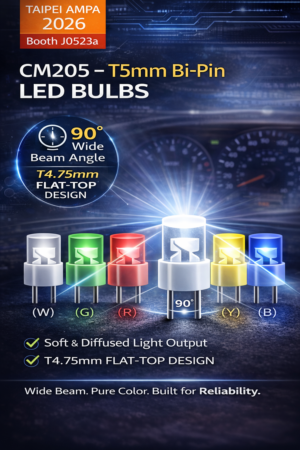 CM205-T5mm Bi-Pin LED Bulbs