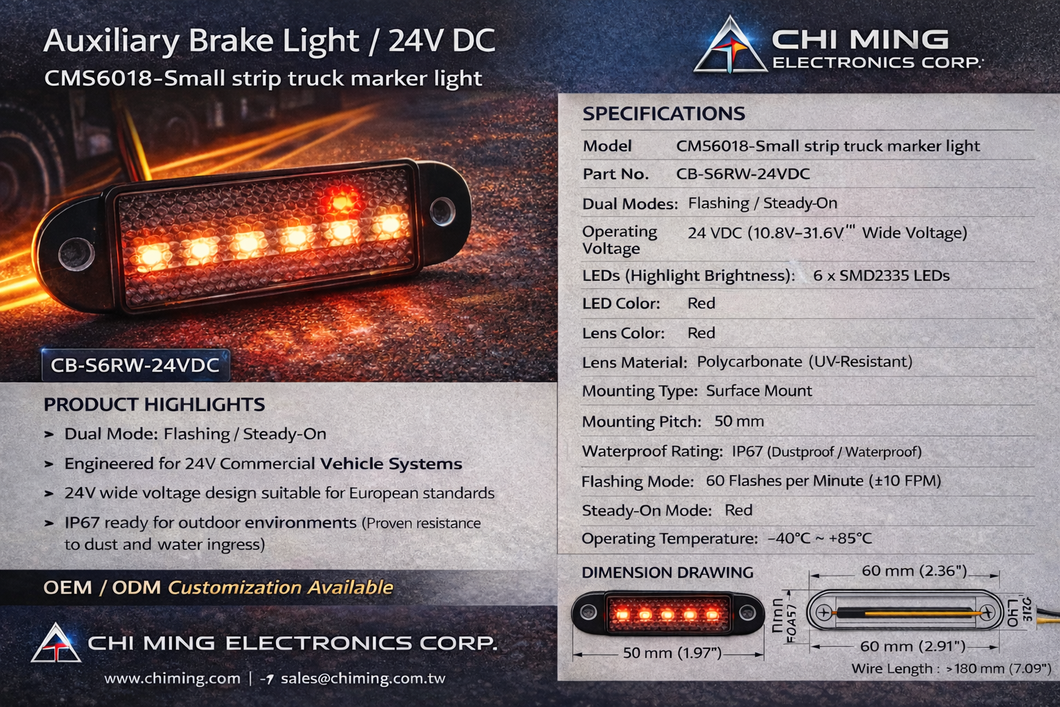 LED CMS6018-Small Strip Truck Marker Light