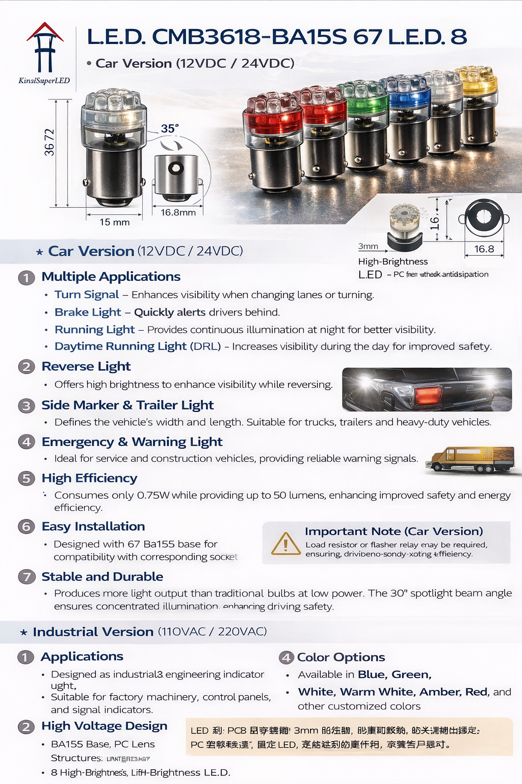 CMB3618-BA15S 67 LED 8