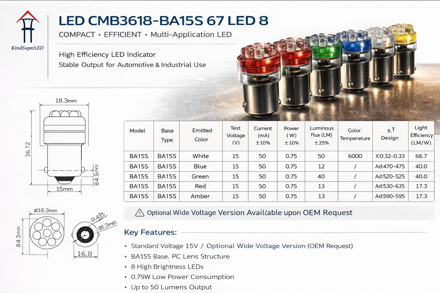 CMB3618-BA15S 67 LED 8
