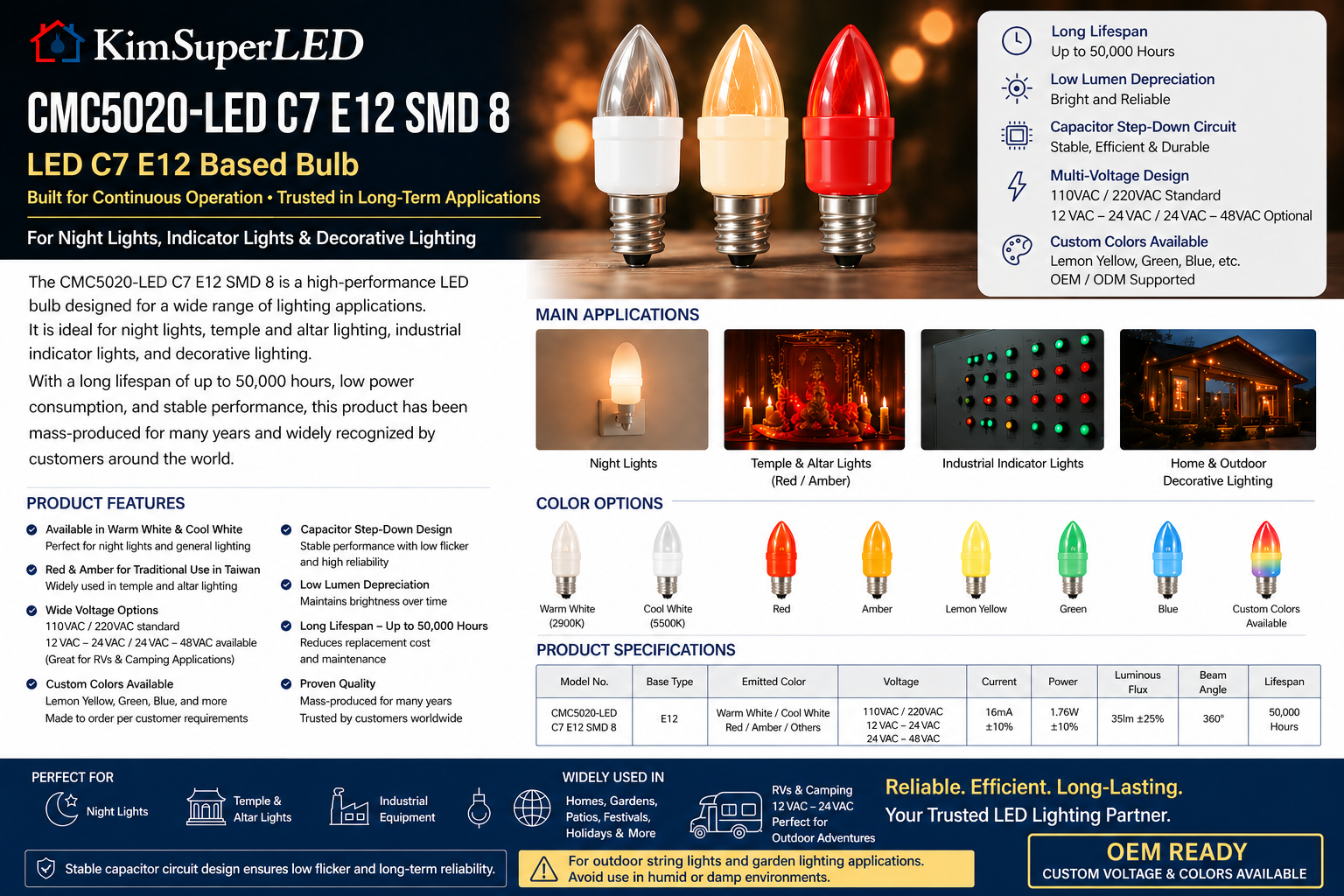 CMC5020-LED C7 E12 SMD 8