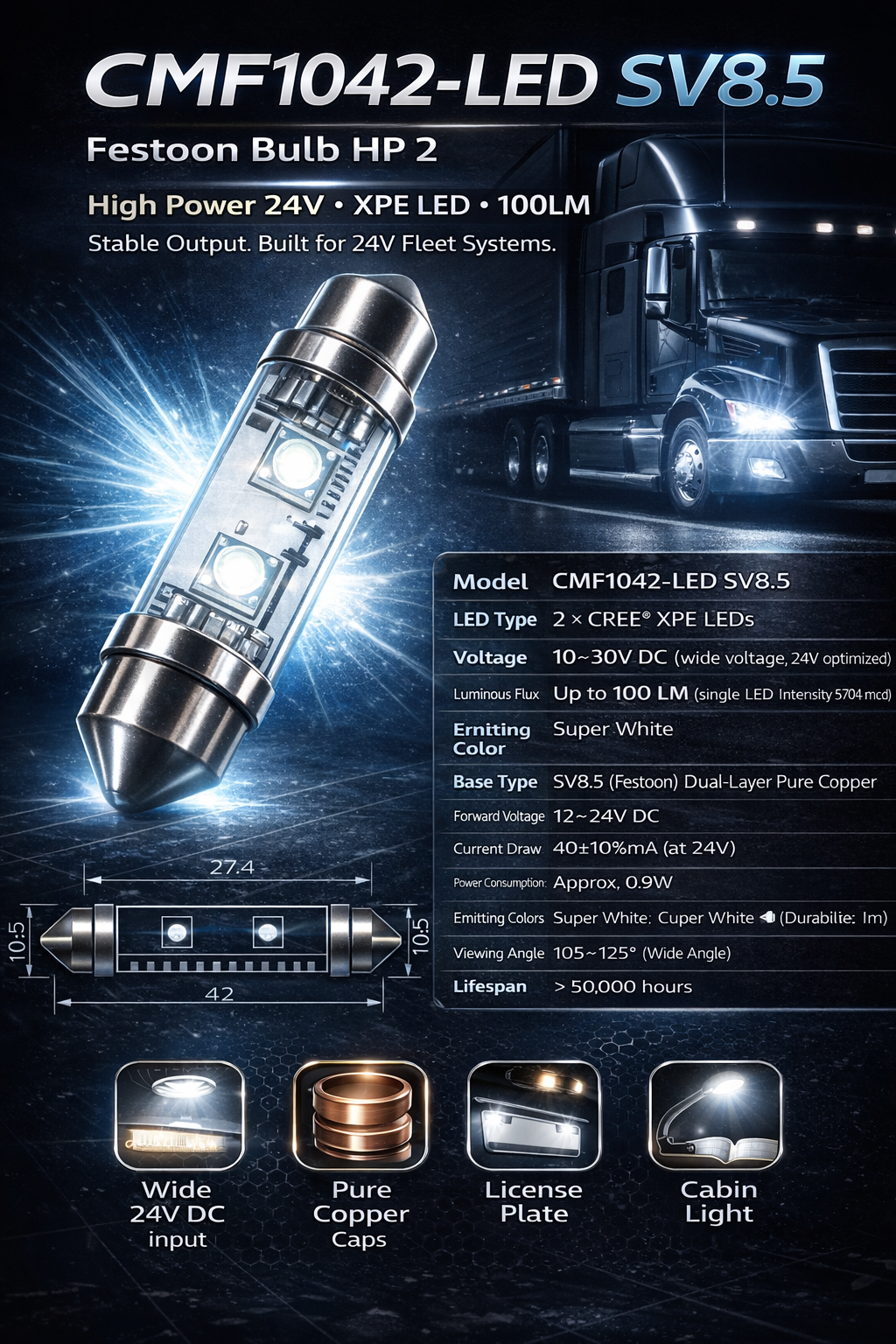 CMF1042-LED SV8.5 Festoon Bulb HP 2