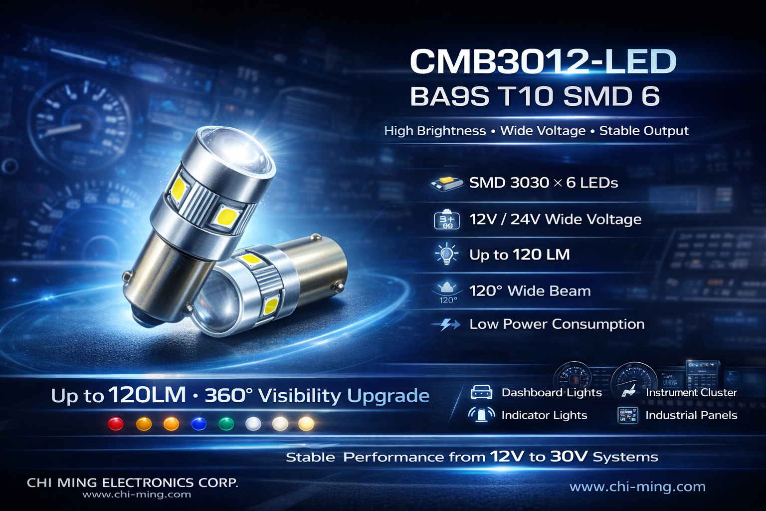 CMB3012-LED BA9S T10 bulbs SMD 6