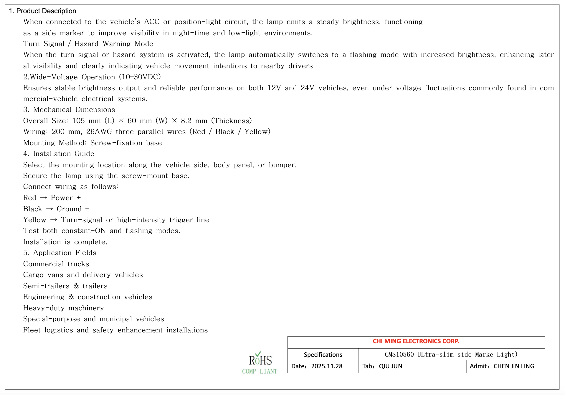 LED CMS10560-Truck Side Marker Lights
