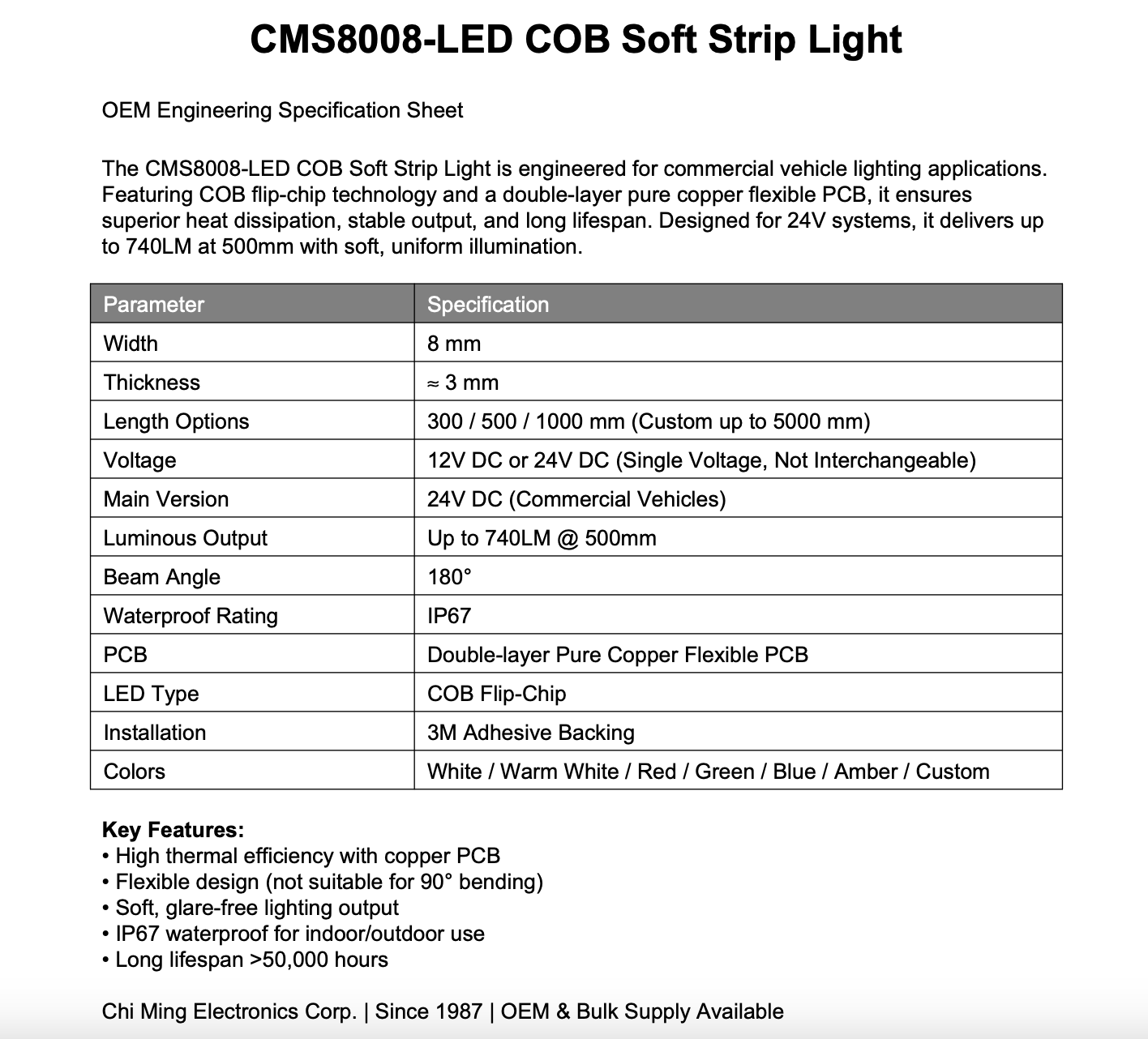 CMS8008-LED COB Soft Strip Light