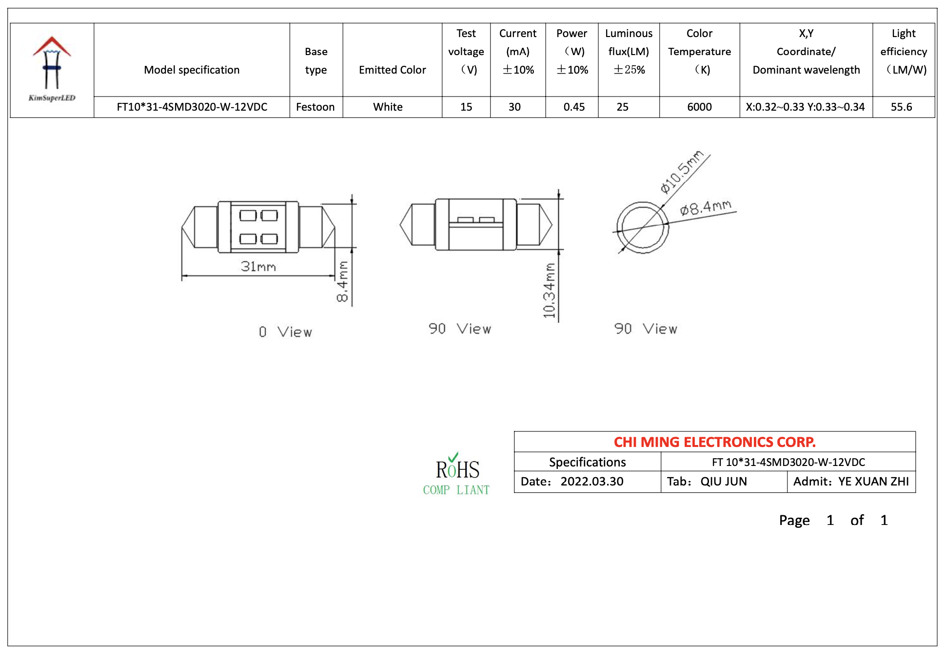 CMF1031-LED SV8.5 Fetoon Bulbs SMD 4 CMF1031-LED SV8.5 Fetoon Bulbs SMD 4
