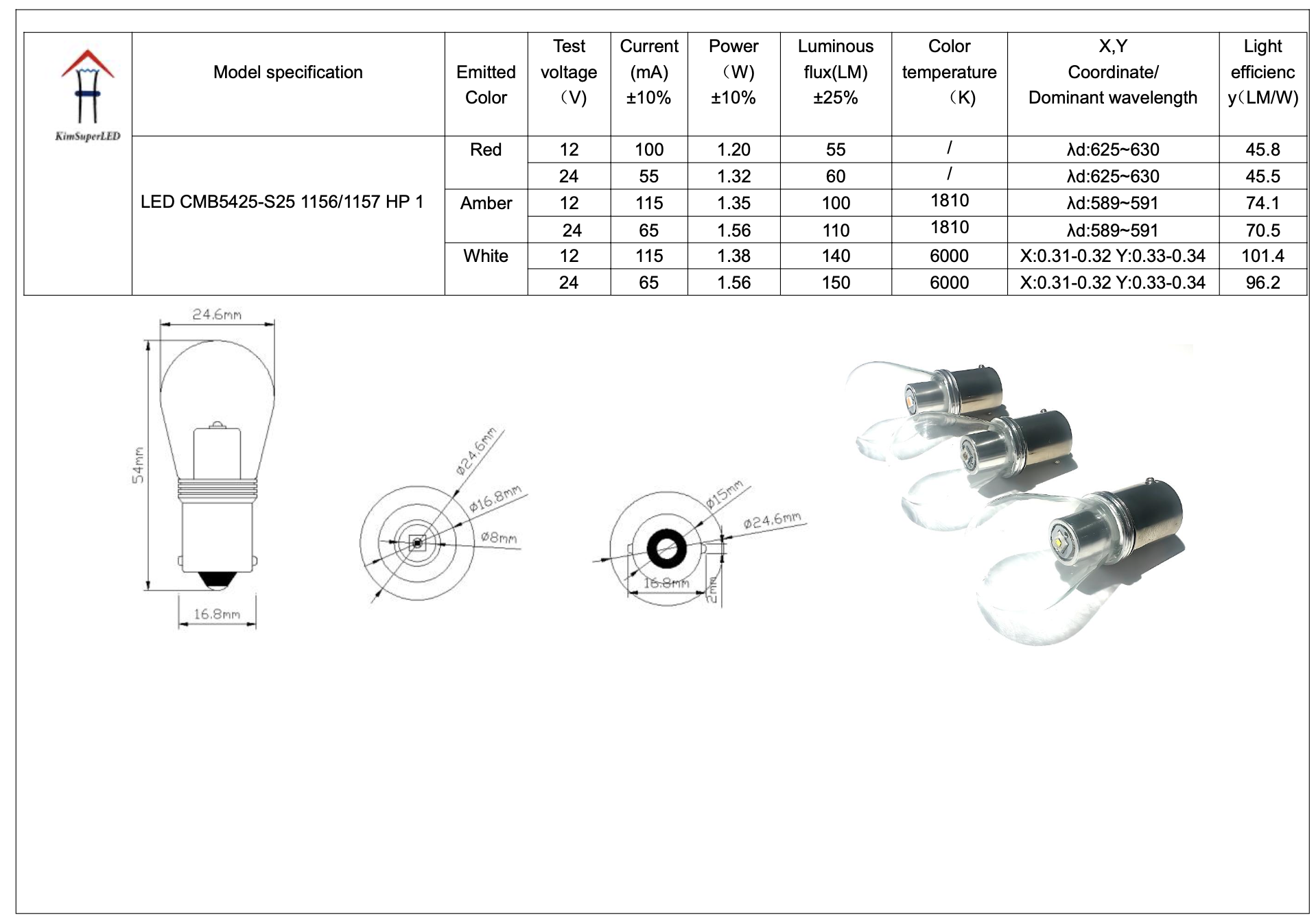 CMB5425-LED S25 1156/1157 HP 1